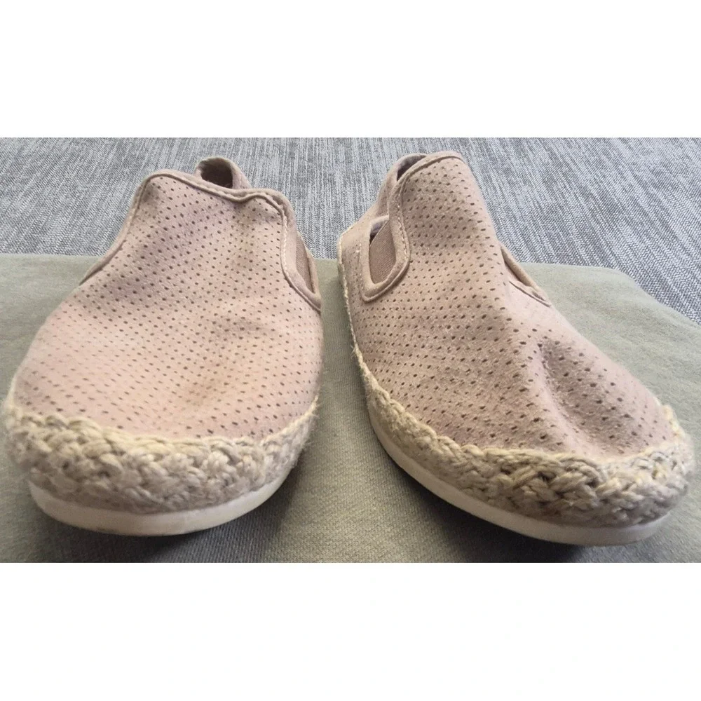 Esprit women's 8.5 perforated espadrille slip on flats blush pink rope detail